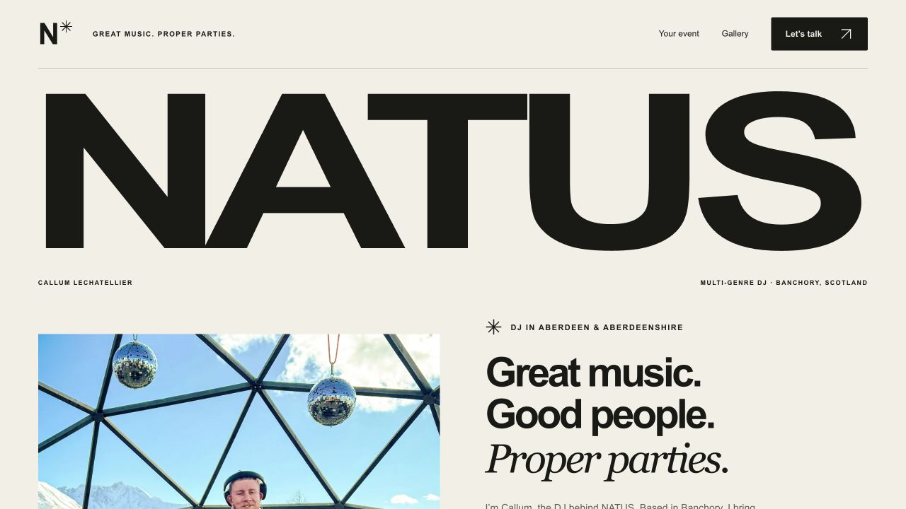 NATUS live homepage screenshot